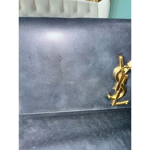 Saint Laurent Kate‎ Clutch Black Leather Gold Hardware Women's Bag - Picture 9 of 15